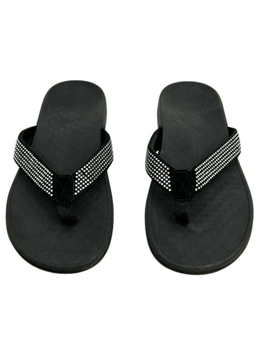 Vionic Black Womens 8.5 Thong Sandal Tide RS Rhinestone Embellished Orthotic - Picture 2 of 9
